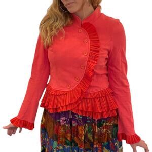 Red Military Jacket with Ruffles size Medium
